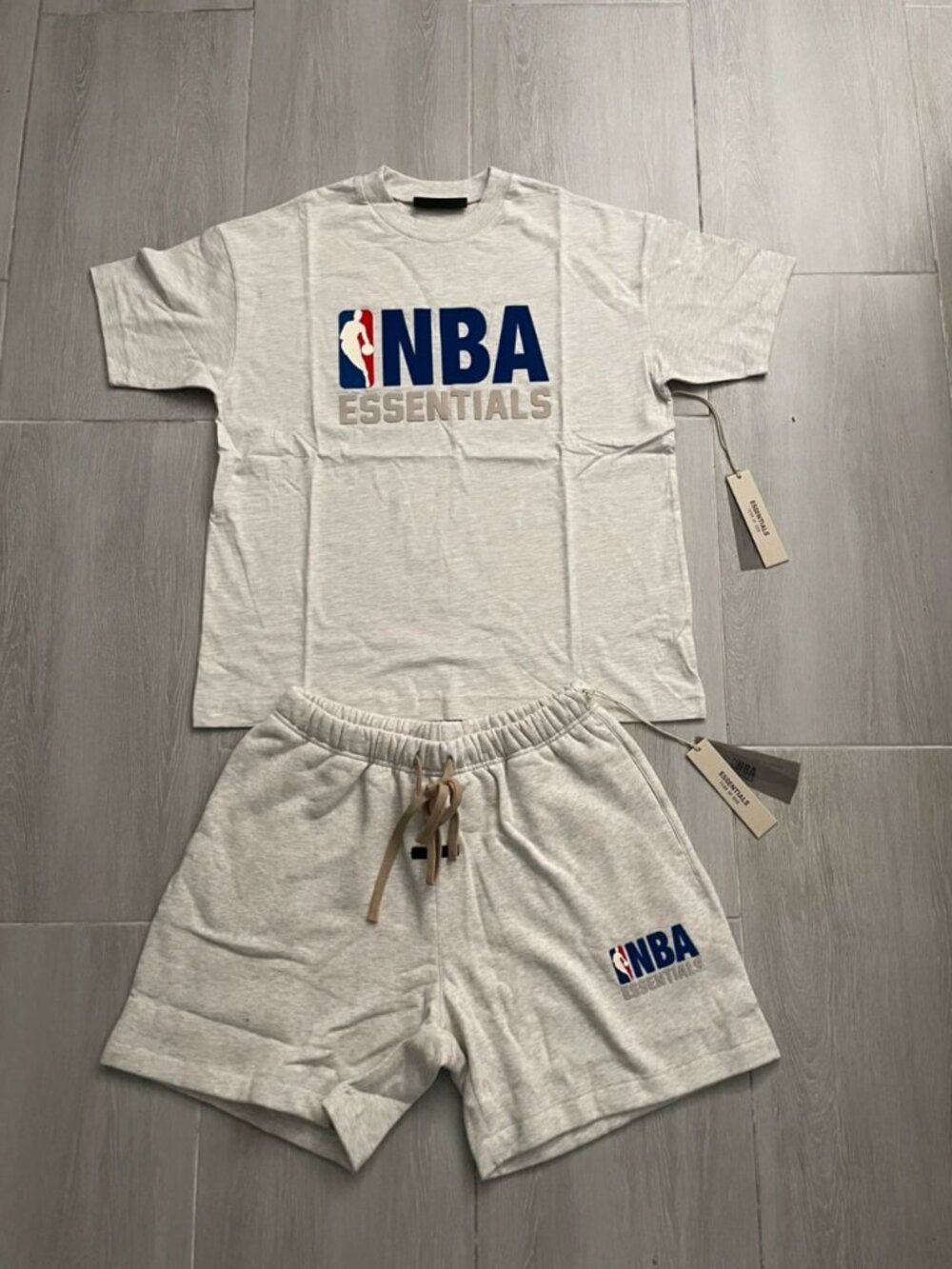 Fear of God Essentials x NBA Logo T-Shirt & Sweat Shorts Set Gray Size S